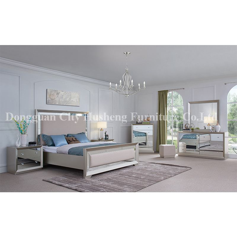 High Quality Mordern Fashion Style King Size Luxury Bed Grey Bedroom Furniture